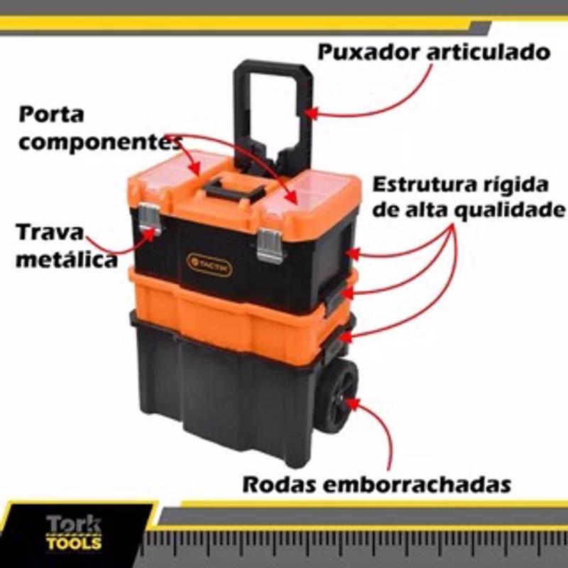 Caixa De Ferramentas Modular + Carrinho 3 Em 1 Tactix - ROCAST